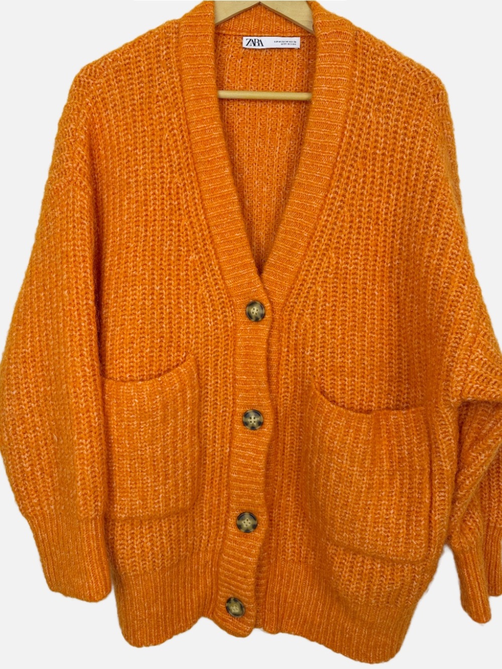 Zara Oversized Chunky Orange Cardigan M